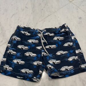 MC2 Saint Barth Boys Navy Car Print Swim Trunks